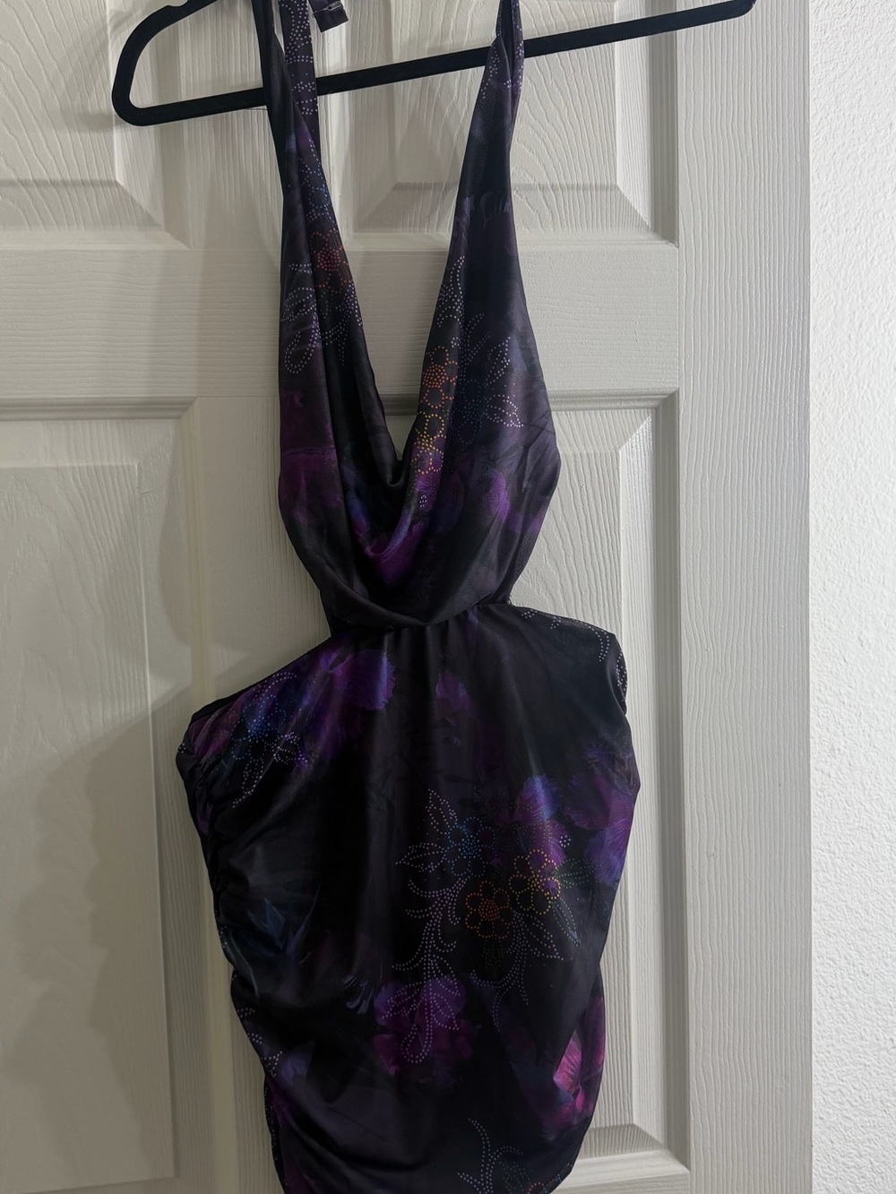 Fashion Nova Black & Purple One-Shoulder Dress